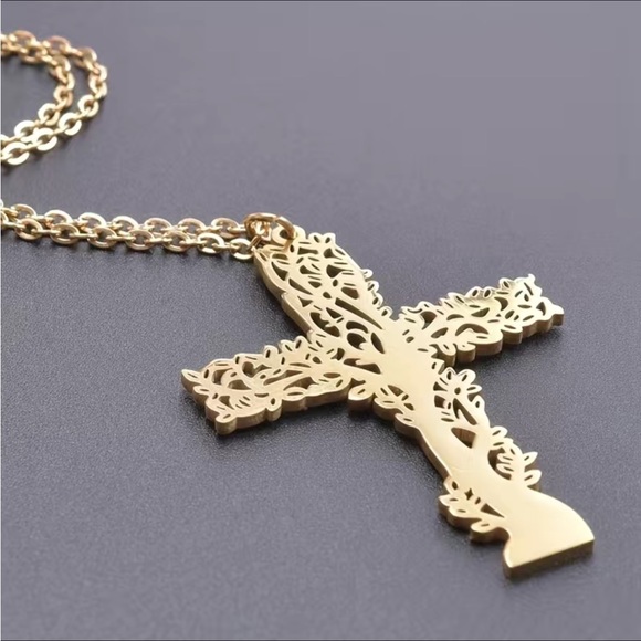 Stainless steel tree of life cross - Picture 3 of 9